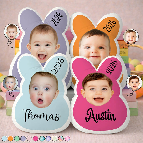 Easter,Happy,Gift For Kids,Parents - Custom Photo Easter Bunny Peeps - Personalized Custom Shaped Pillow