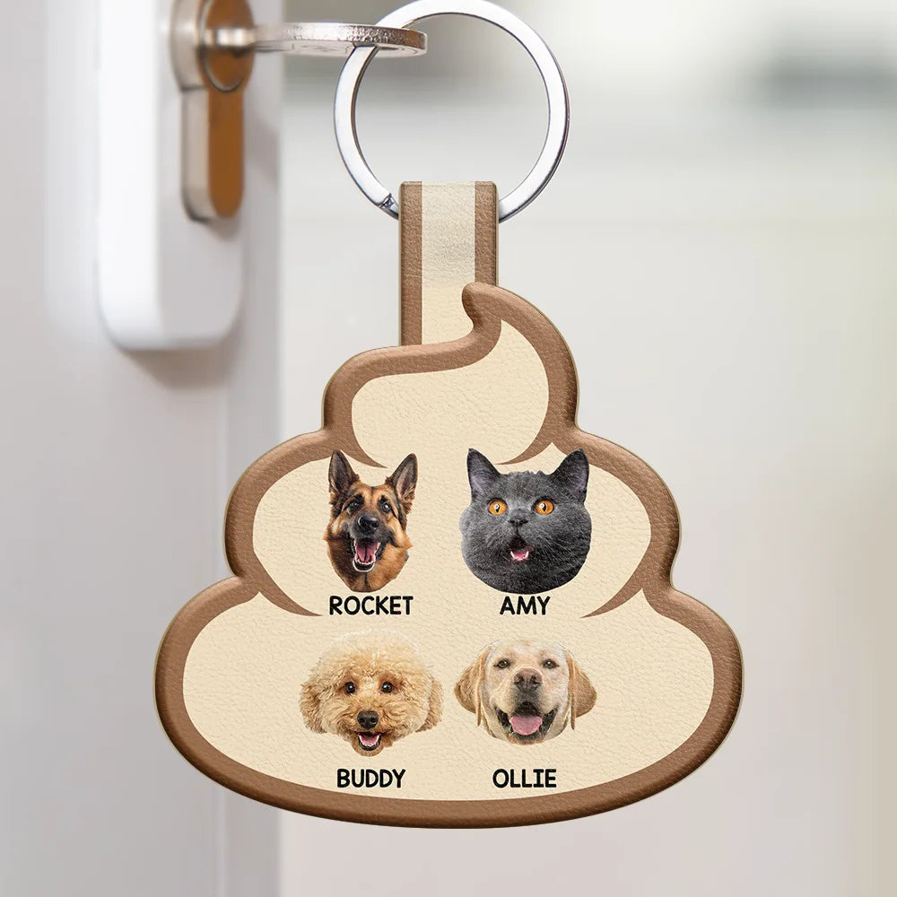 Pet Lovers,Dog Lovers,Cat Lovers - Custom Photo Every Poo I Do - Personalized Custom Shaped Leather Keychain