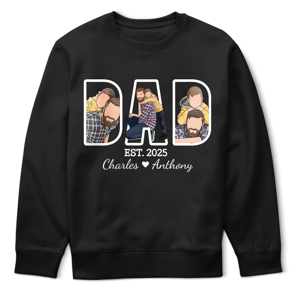Gift For Grandpa,Gift For Father,New Dad,Non-Eng,Photo - Faceless Portrait ,Adorable - Custom Photo Faceless Portrait Dad Papa Portrait - Personalized T Shirt