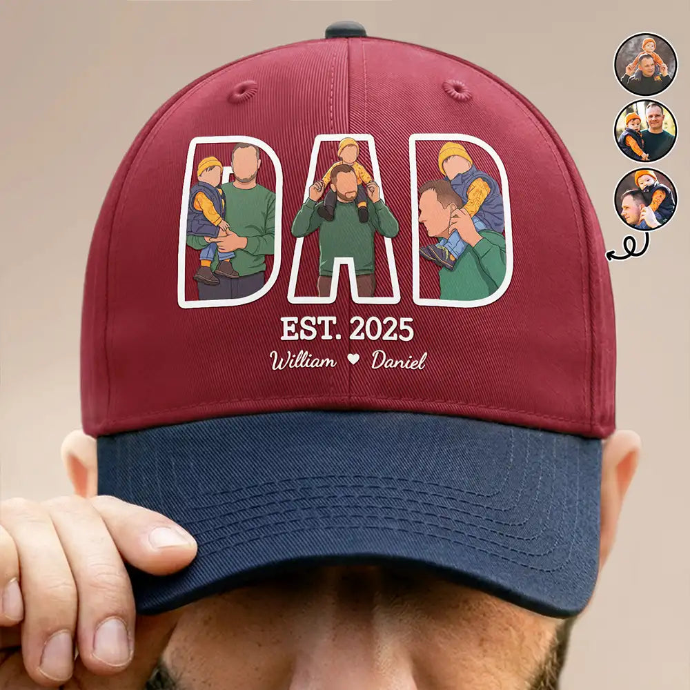 Gift For Father,Gift For Grandpa,Non-Eng,Photo - Faceless Portrait,Adorable - Custom Photo Faceless Portrait Dad Papa Portrait - Personalized Two Tone Cap