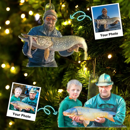 Custom Photo Fishing Lovers - Personalized Acrylic Photo Ornament