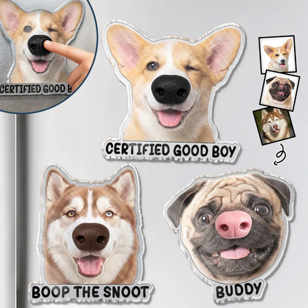Custom Photo Funny Dog Boop The Snoot - Personalized Squishy Acrylic Fridge Magnet