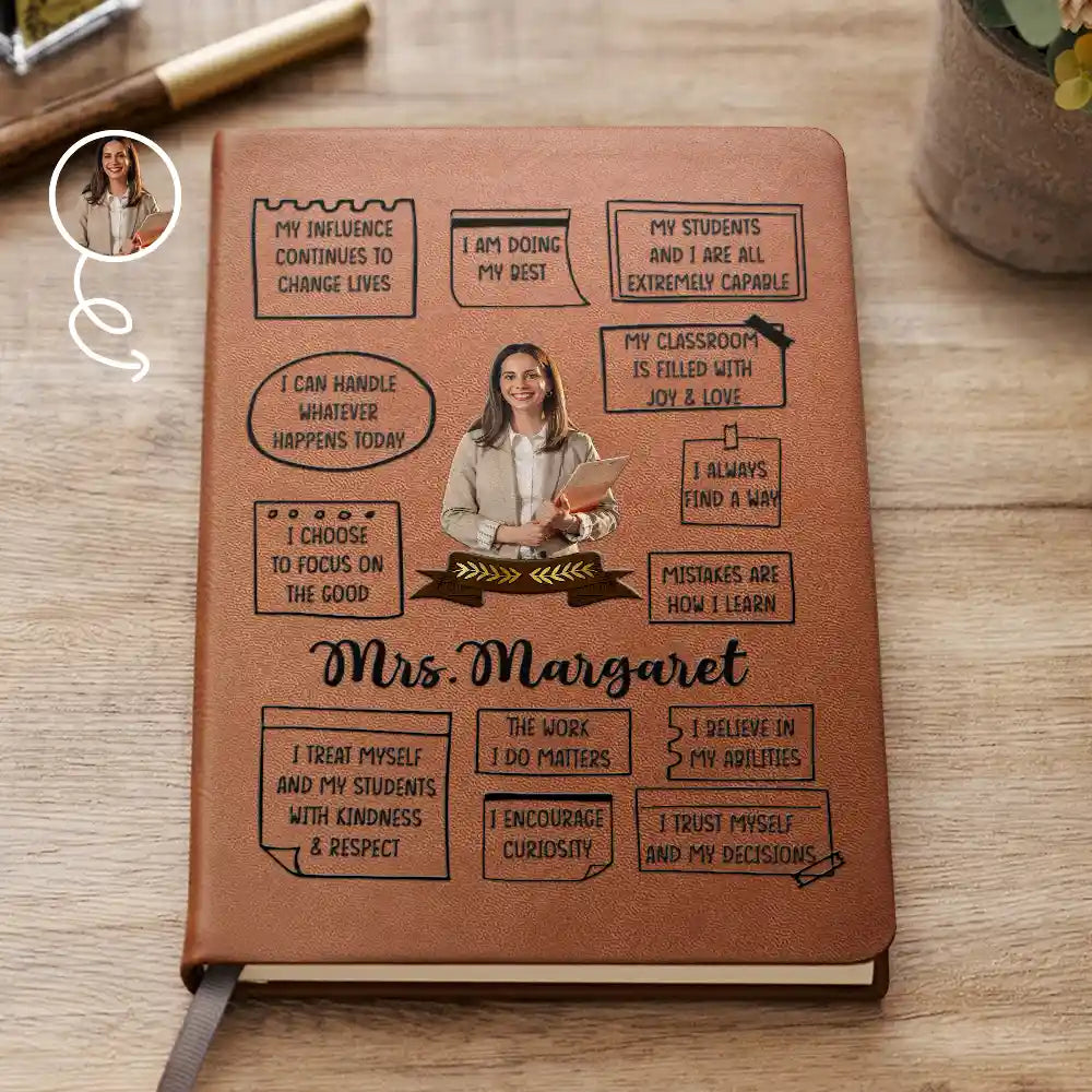 Custom Photo I Am Proud To Be A Teacher - Personalized Leather Journal