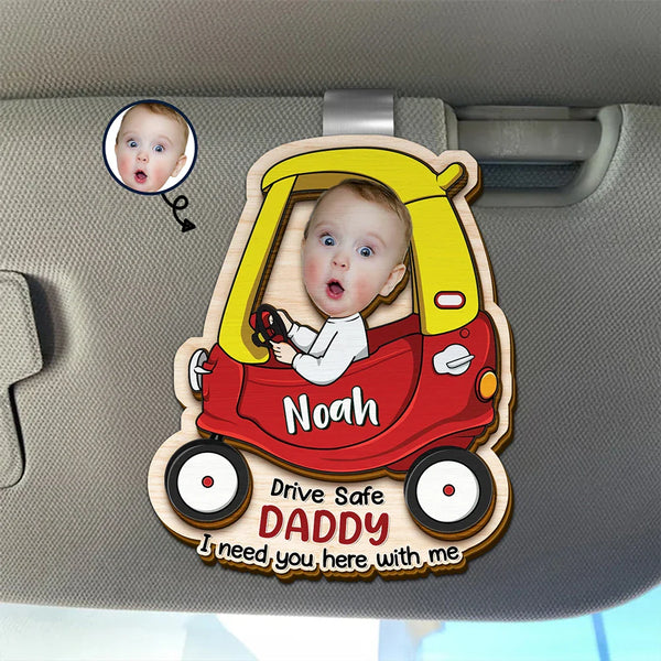 Dad,Children,Gift For Father - Custom Photo I Need You Here With Me - Personalized Custom Shaped Car Visor Clip