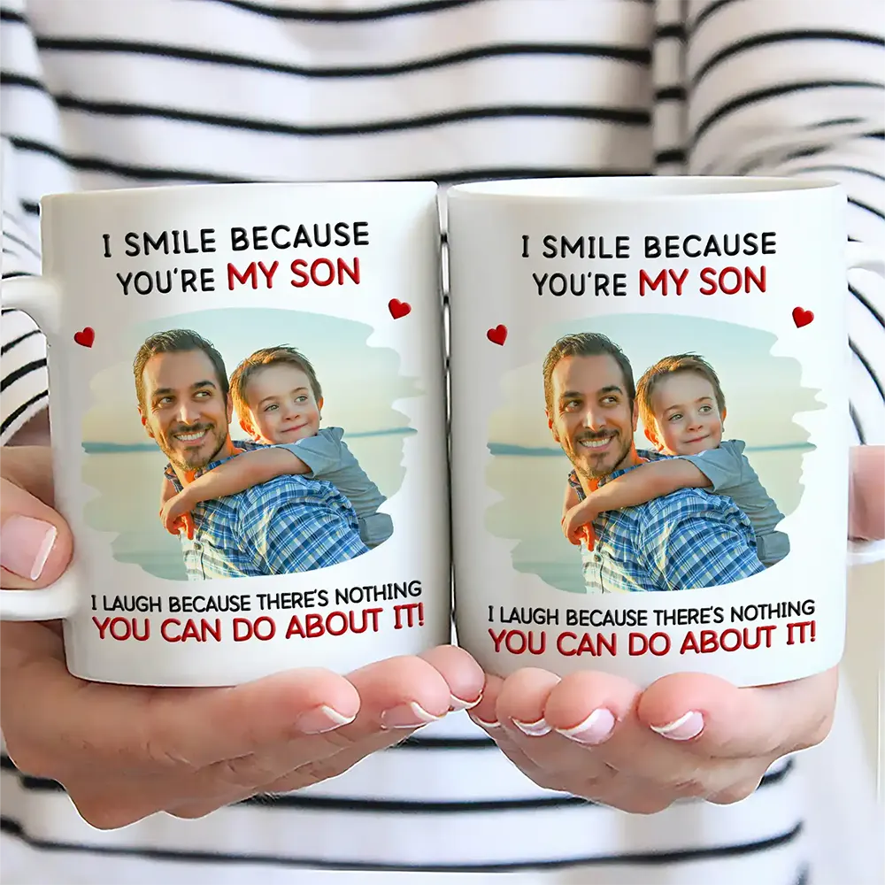 Family,Dad - Daughters (Adult),Dad - Daughters (Young),Gift For Daughter,Mom - Daughters (Adult),Mom - Daughters (Young),Dad - Sons,Gift For Son,Mom - Sons,Grandpa - Grandkids,Grandma - Grandkids,Gift For Grandkids,Custom Photo,Happy - Custom Photo I Smile Because You Are My Daughter Son Grandkid - Personalized Mug