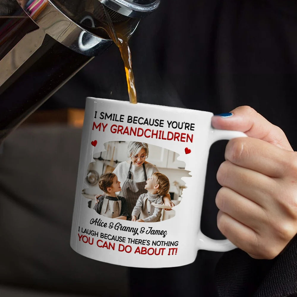 Family,Dad - Daughters (Adult),Dad - Daughters (Young),Gift For Daughter,Mom - Daughters (Adult),Mom - Daughters (Young),Dad - Sons,Gift For Son,Mom - Sons,Grandpa - Grandkids,Grandma - Grandkids,Gift For Grandkids,Custom Photo,Happy - Custom Photo I Smile Because You Are My Daughter Son Grandkid - Personalized Mug