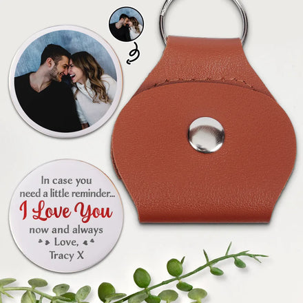 Custom Photo In Case You Need A Little Reminder - Personalized Leather Pocket Hug