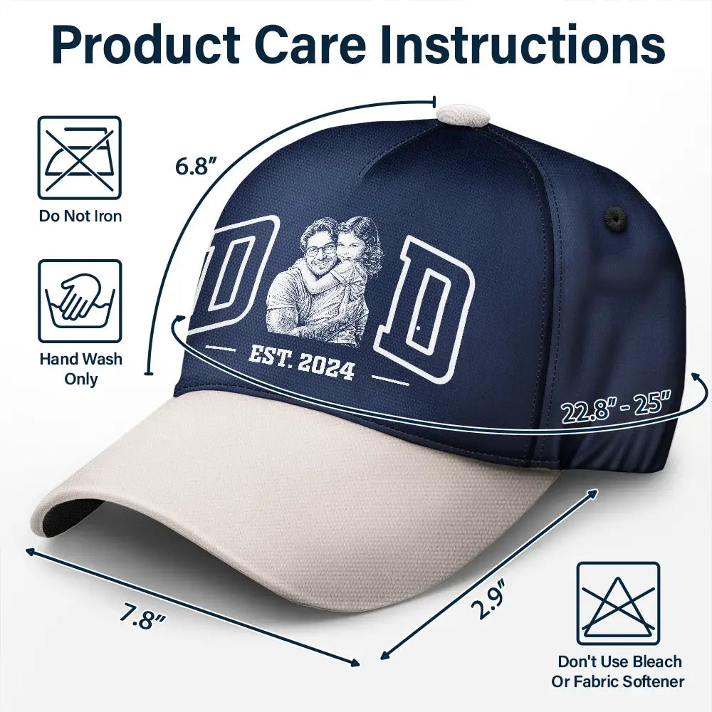 Gift For Father,Custom Photo,Art Design,Confident,Photo - Ink Drawing - Custom Photo Ink Drawing Dad Mom Est Year - Personalized Classic Cap
