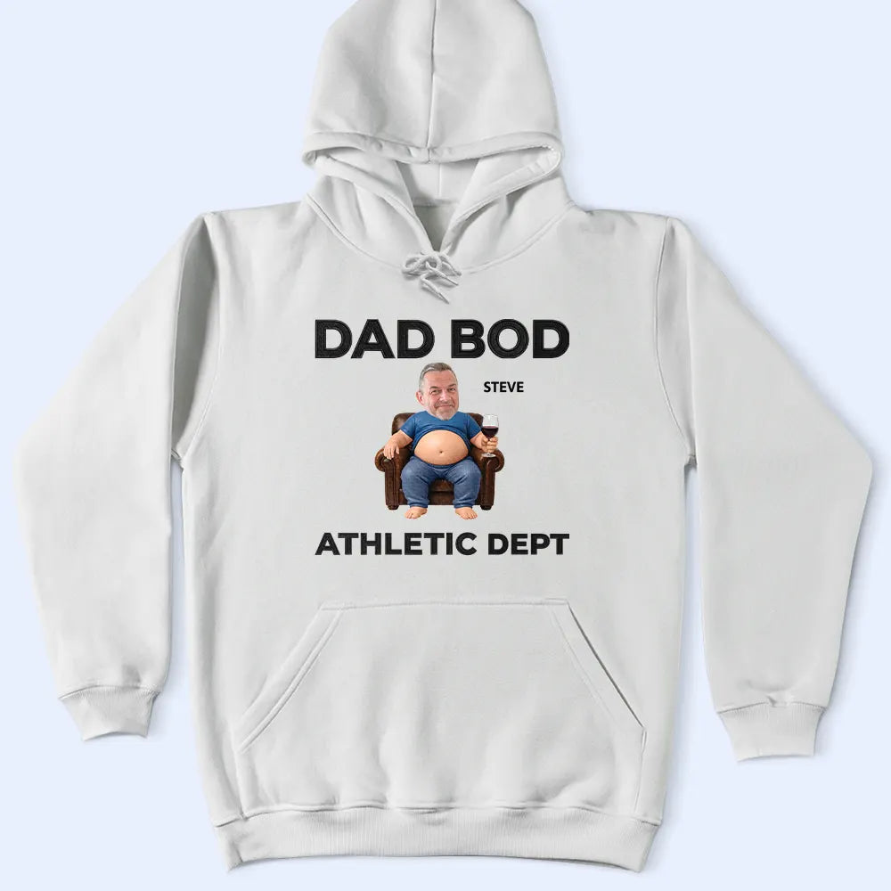 Gift For Father, Custom Photo, Humorous, Cut-Face Photo - Custom Photo It's Not A Dad Bod Father Figure Faux Embroidery Effect - Personalized T Shirt