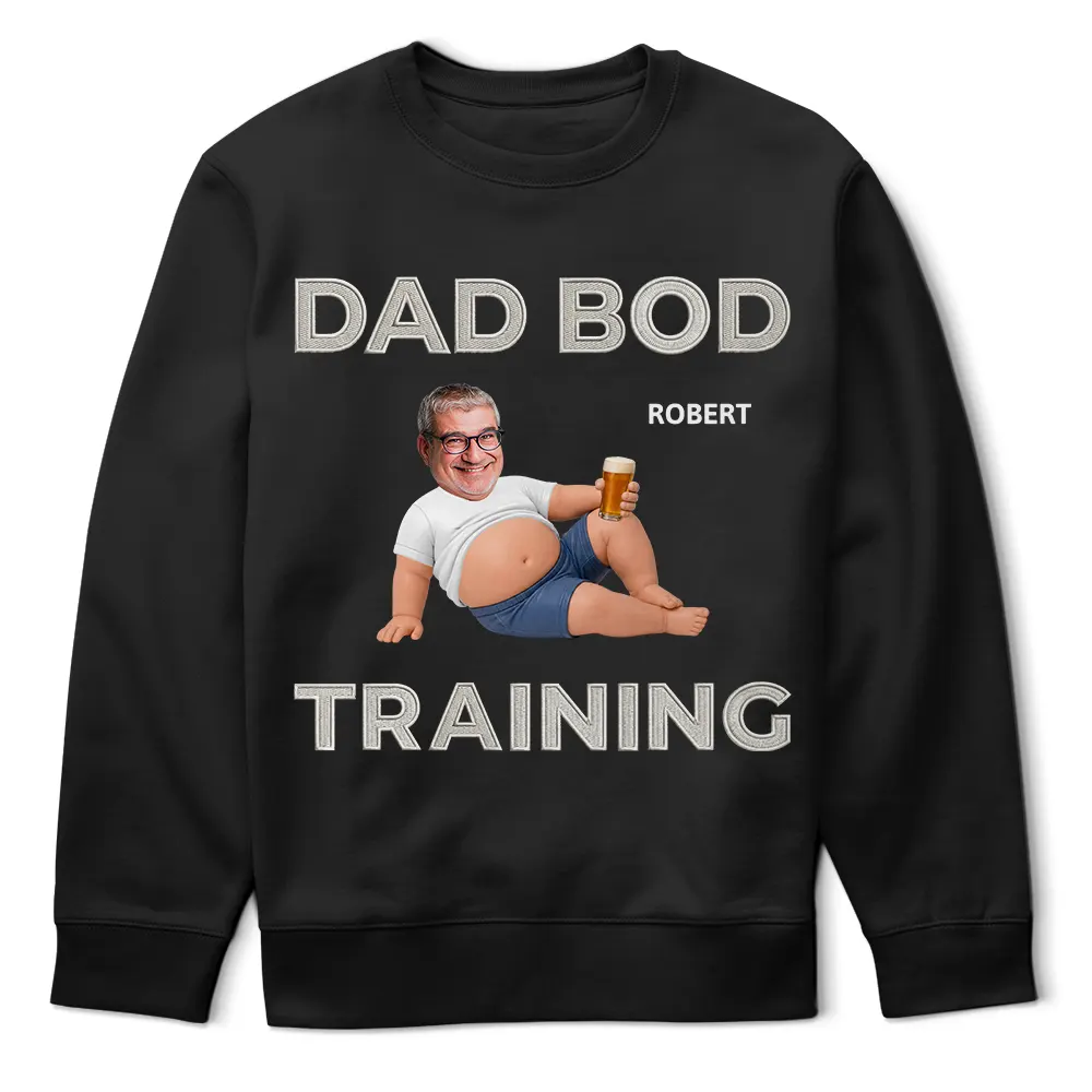 Gift For Father, Custom Photo, Humorous, Cut-Face Photo - Custom Photo It's Not A Dad Bod Father Figure Faux Embroidery Effect - Personalized T Shirt