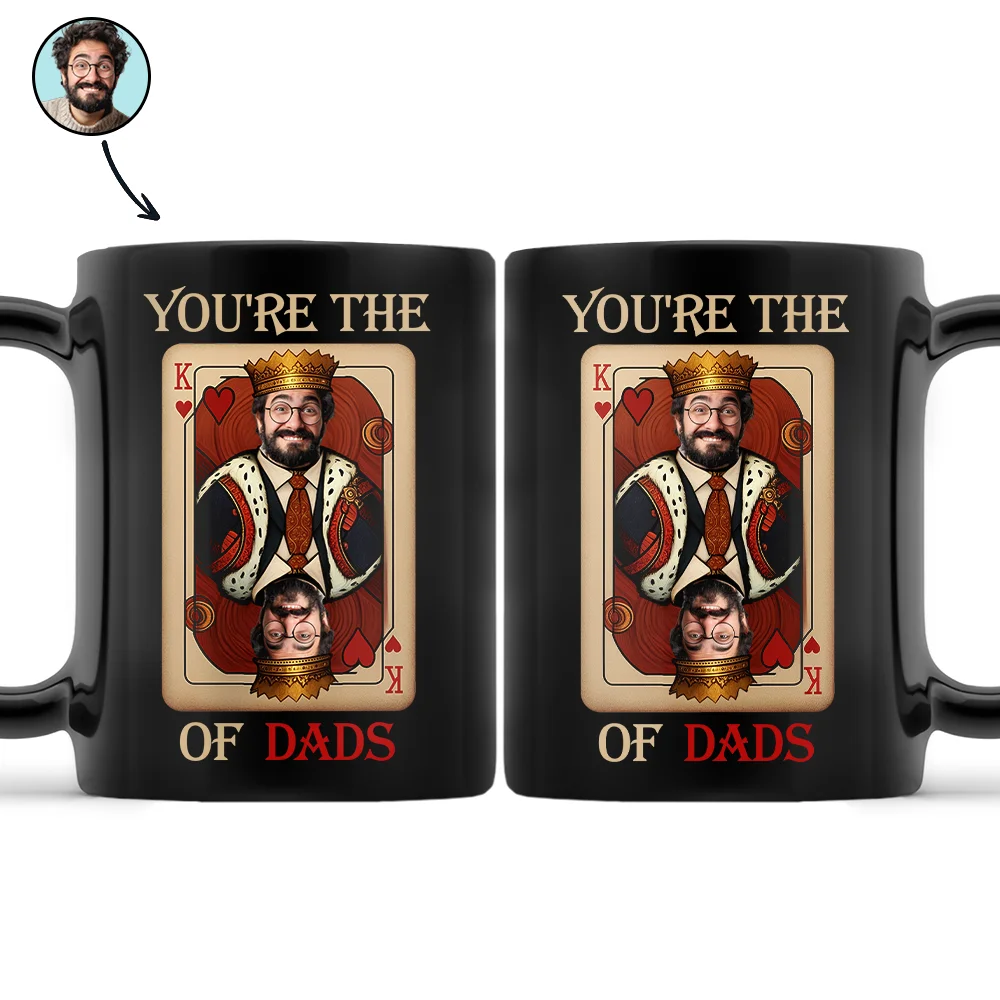 Gift For Men, Gift For Father, Funny, Custom Photo, Gift For Husband, Gift For Uncle - Custom Photo King Of Dads - Personalized Black Mug