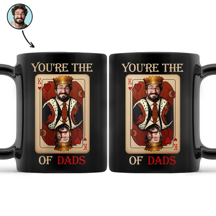 Custom Photo King Of Dads - Personalized Black Mug