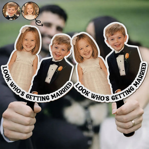 Humorous, Custom Photo, Gift For Couples, Wedding, Dynamic Photo - Custom Photo Look Who's Getting Married Couple - Personalized Handheld Fan