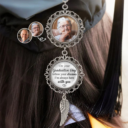 Custom Photo Memorial Graduation Follow Your Dreams - Personalized Photo Pendant Charm