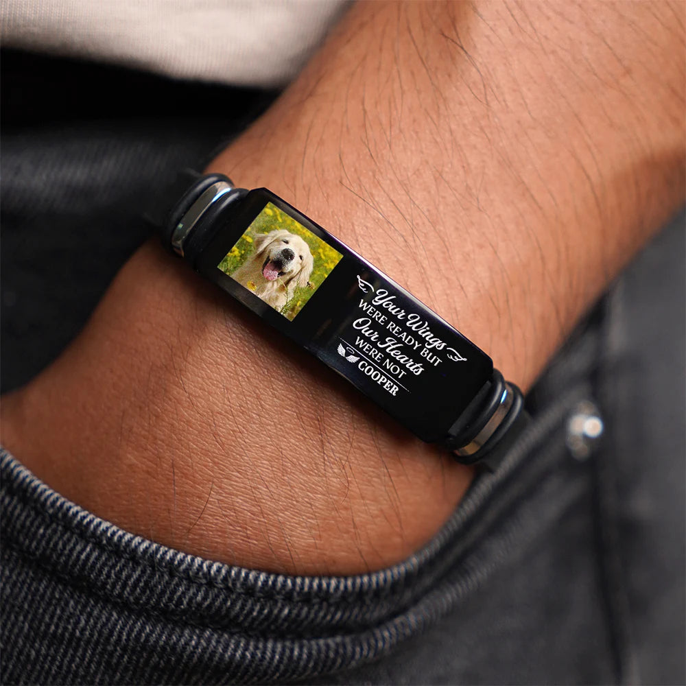 Custom Photo,Memorial,Gift For Father,Family,Sad,Non-Eng,Photo - Custom Photo Memorial Your Wings Were Ready - Personalized Engraved Bracelet