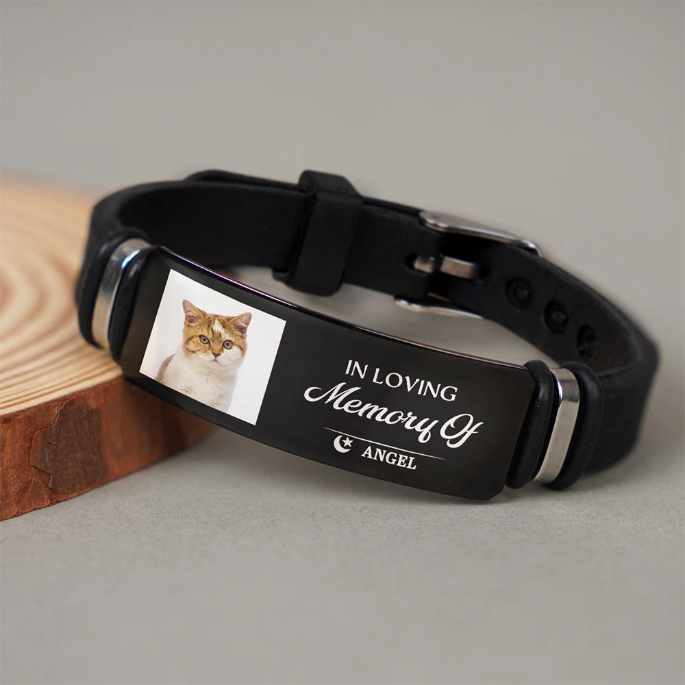 Custom Photo,Memorial,Gift For Father,Family,Sad,Non-Eng,Photo - Custom Photo Memorial Your Wings Were Ready - Personalized Engraved Bracelet