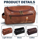 Gift For Husband,Gift For Yourself,Gift For Men,Gift For Grandpa,Gift For Father,Summer - Custom Photo Outline Best Dad Ever - Personalized Leather Toiletry Bag