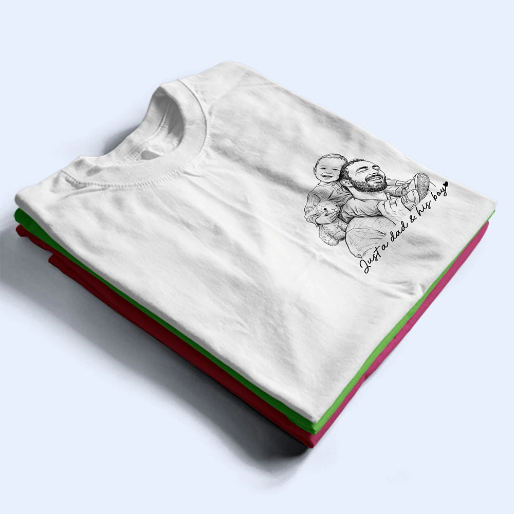 Custom Photo,Gift For Father,Dad - Daughters (Young),Photo - Pencil Sketch,Proud - Custom Photo Pencil Sketch A Dad And His Girl - Personalized T Shirt