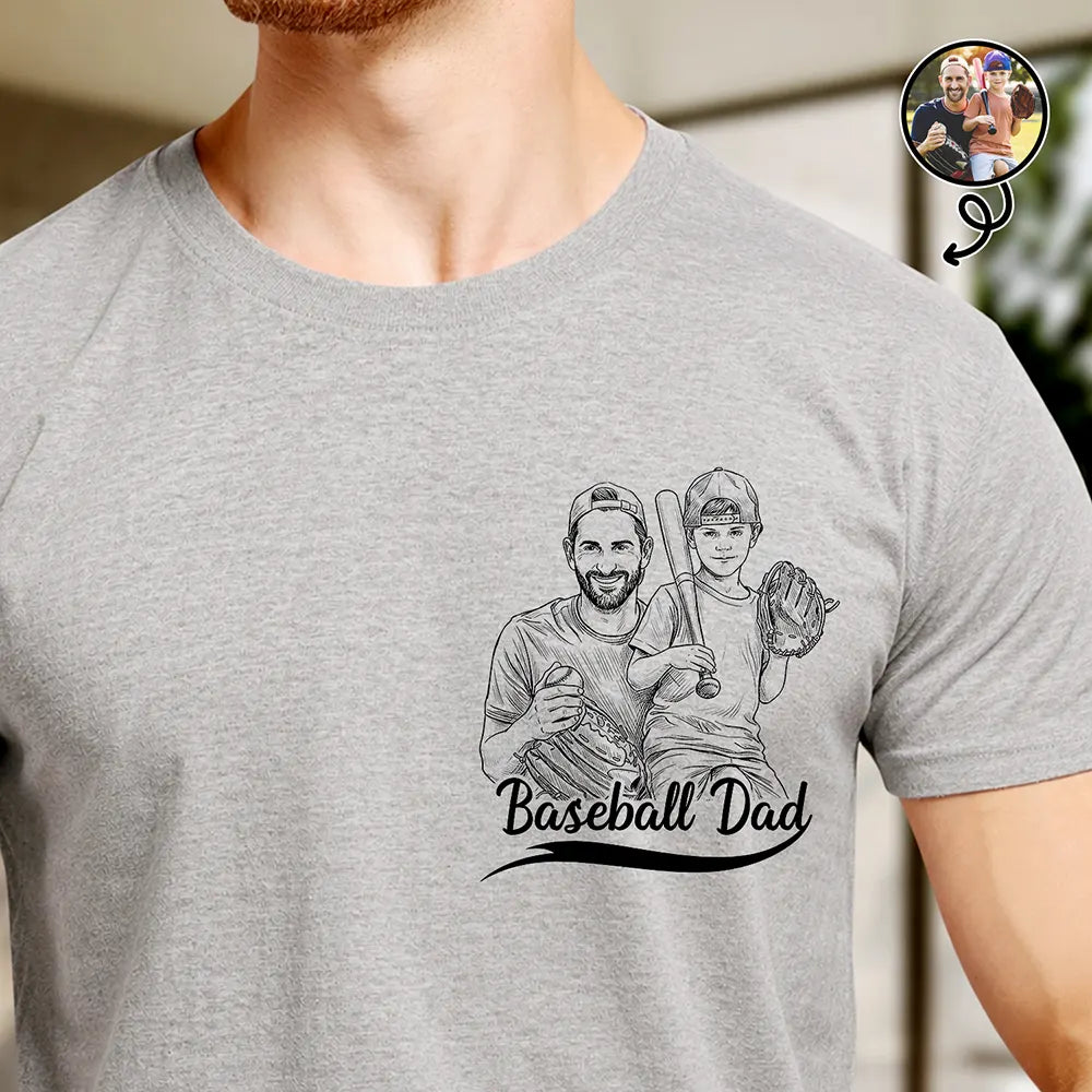 Gift For Mother,Gift For Father,Love,Baseball - Custom Photo Pencil Sketch Best Dad Mom Ever Baseball - Personalized T Shirt