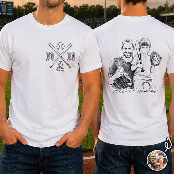 Gift For Father,Gift For Grandpa,Golf,Fishing,Baseball,Non-Eng,Photo - Pencil Sketch,Proud - Custom Photo Pencil Sketch Dad Est Year Crossed Arrows - Personalized T Shirt