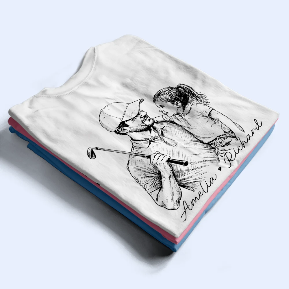 Gift For Father,Gift For Grandpa,Golf,Fishing,Baseball,Non-Eng,Photo - Pencil Sketch,Proud - Custom Photo Pencil Sketch Dad Est Year Crossed Arrows - Personalized T Shirt