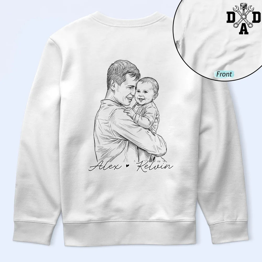 Gift For Father,Gift For Grandpa,Golf,Fishing,Baseball,Non-Eng,Photo - Pencil Sketch,Proud - Custom Photo Pencil Sketch Dad Est Year Crossed Arrows - Personalized T Shirt