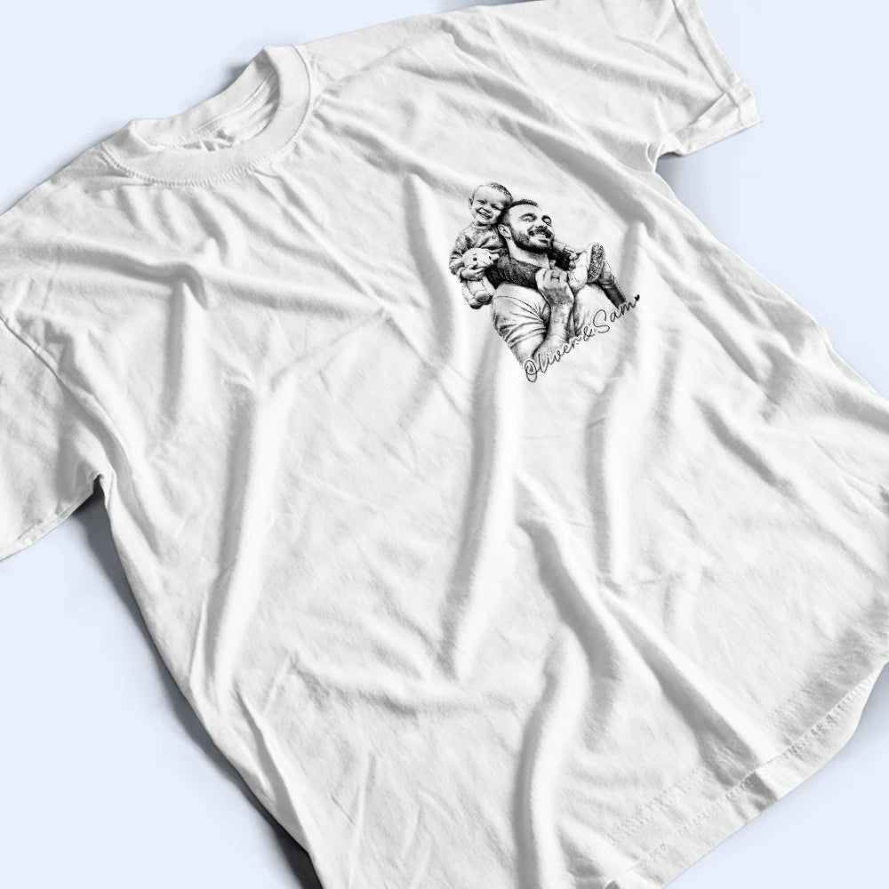 Custom Photo,Gift For Father,Gift For Mother,Family,Happy,Non-Eng,Photo - Pencil Sketch,Playful - Custom Photo Pencil Sketch Family Dog Cat Portrait - Personalised T Shirt