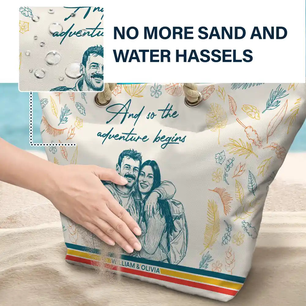 Gift For Yourself,Gift For Women,Custom Photo,Beach,Art Design,Summer,Playful,Photo - Pencil Sketch - Remove BG - Custom Photo Pencil Sketch Retro Style A Girl Who Loves Beaches - Personalized Beach Bag