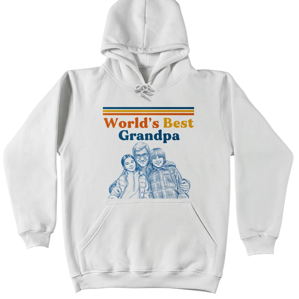 Gift For Father,Custom Photo,Art Design,Proud,Photo - Pencil Sketch - Remove BG - Custom Photo Pencil Sketch World's Best Dad Retro - Personalized T Shirt