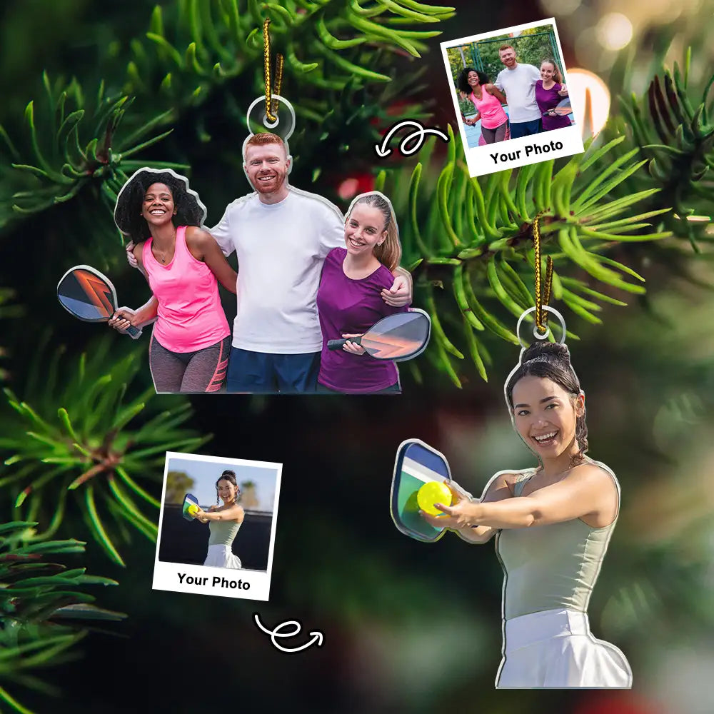 Gift For Yourself, Gift For Women, Gift For Men, Happy, Christmas, Custom Photo, Photo Hobby Ornament - Custom Photo Pickleball Christmas Decorations - Personalized Acrylic Photo Ornament