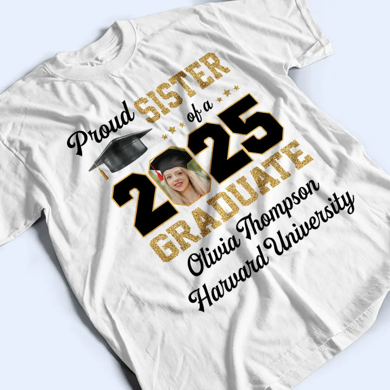 Graduation,Family - Custom Photo Proud Mom Of A Graduate - Personalized T Shirt