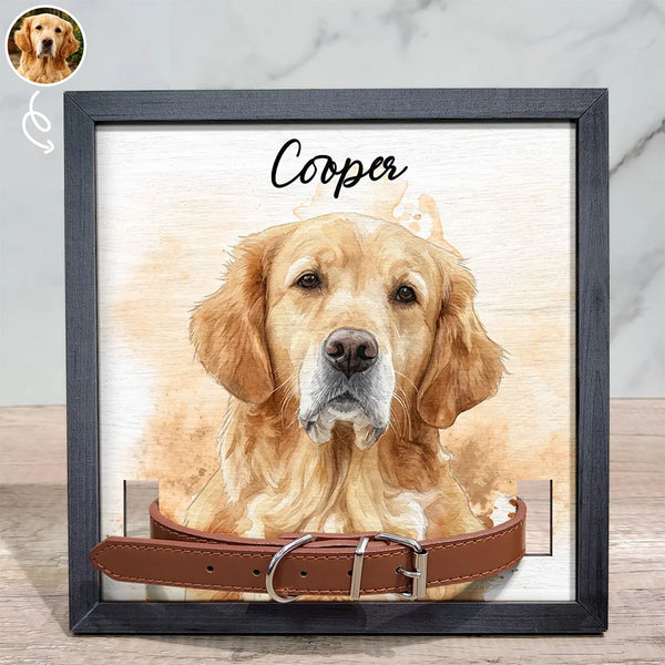 Top Market,Art Design,Sentimental,Pet Lovers,Memorial,Photo - Watercolor - Remove BG - Custom Photo Realistic Watercolor Art Dog Cat Portrait Memorial - Personalized Pet Loss Sign, Collar Frame