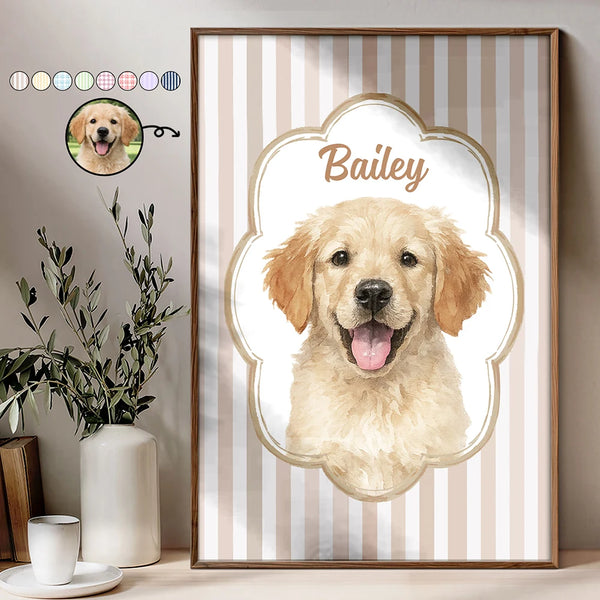 Happy, Dog Lovers, Pet Lovers, Cat Lovers - Custom Photo Realistic Watercolor Art Watercolor Dog Cat Pet Portrait Vintage - Personalized Poster