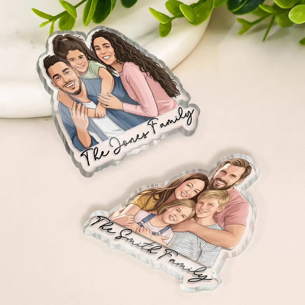 Custom Photo, Art Design, Family, Adorable, Photo - Semi Realistic Portrait - Custom Photo Semi Realistic Portrait Family Dog Cat Portrait - Personalized Acrylic Magnet