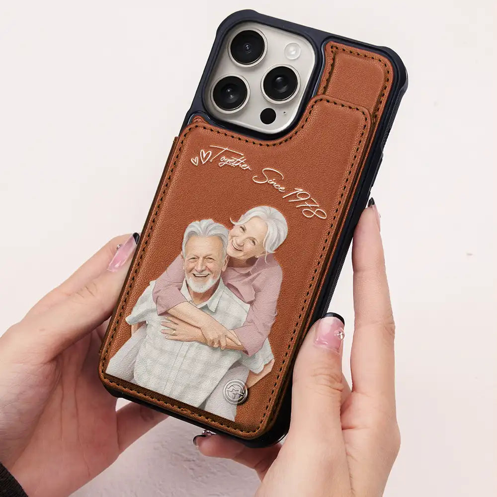 Custom Photo, Art Design, Gift For Couples, Top Market, Romantic, Photo - Semi Realistic Portrait - Custom Photo Semi Realistic Portrait Romantic Couple I Love You - Personalized Leather Flip Wallet Phone Case