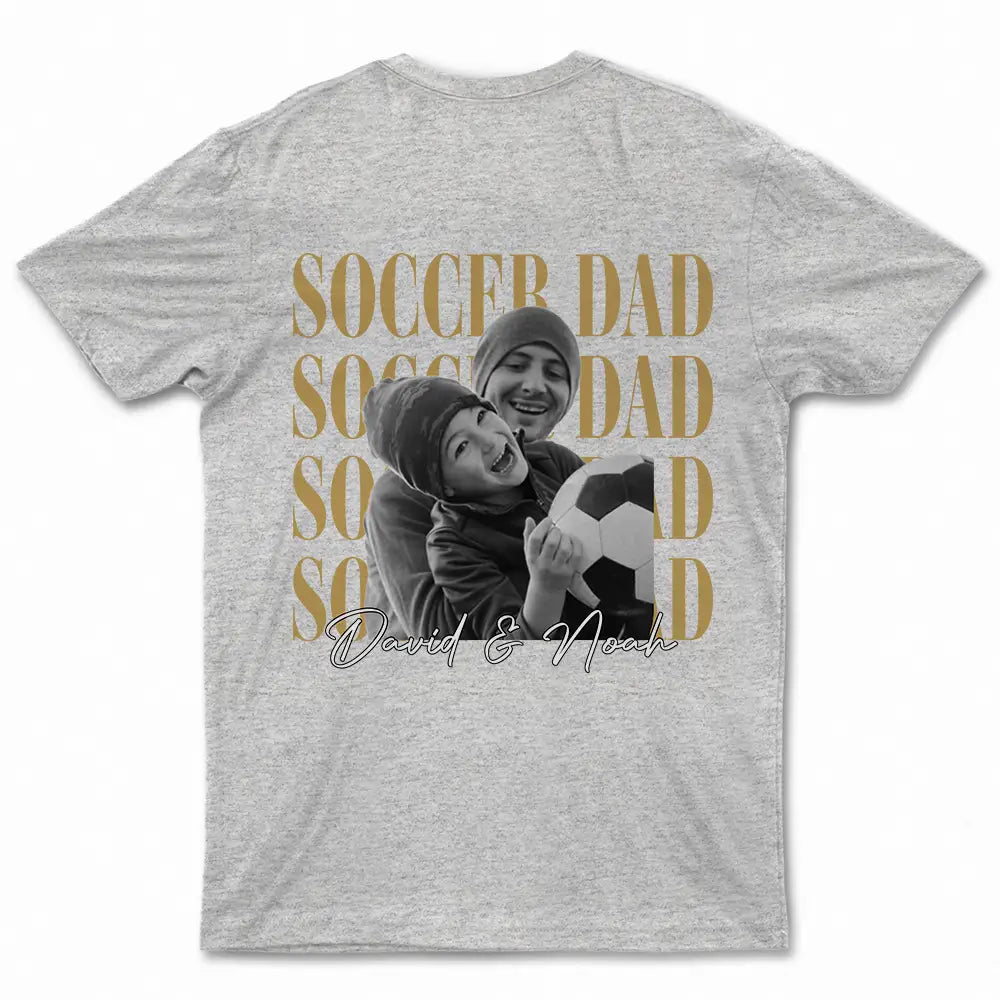 Gift For Father,Gift For Grandpa,Football (Soccer),Non-Eng,Photo,Proud - Custom Photo Soccer Football Dad Vintage Greatest Balls - Personalized T Shirt