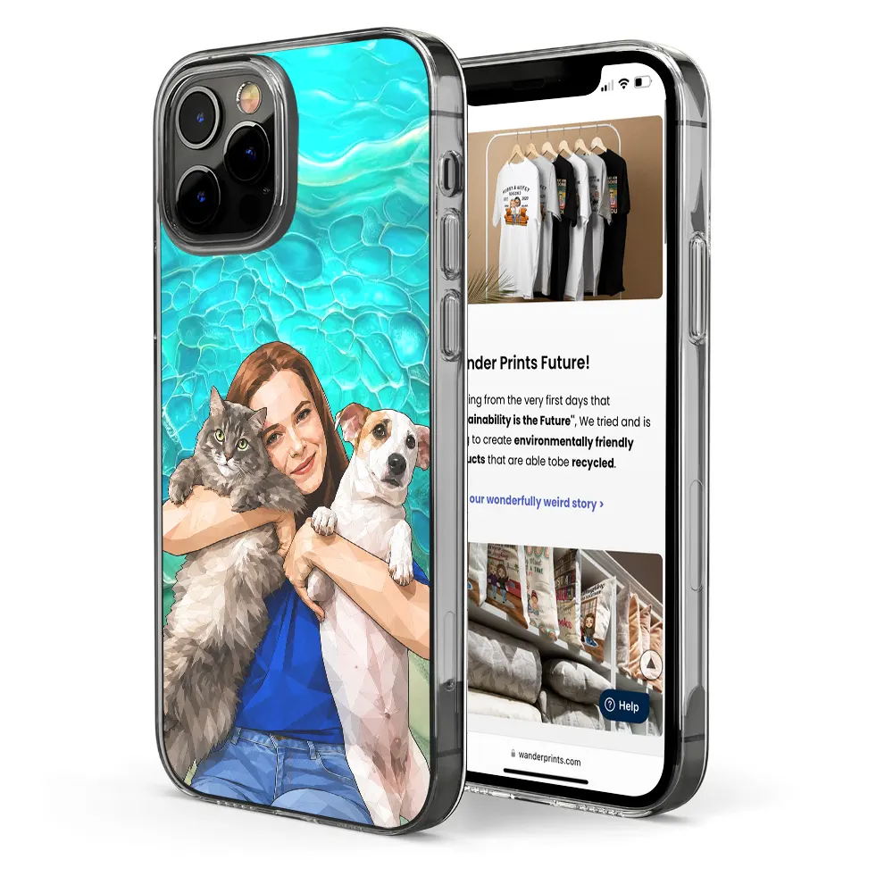 Custom Photo, Art Design, Summer, Family, Adorable, Photo - Stained Glass - Custom Photo Stained Glass Coastal Family Bestie Portrait - Personalized Clear Phone Case