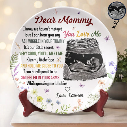 Custom Photo The Bump Snuggles In Your Arms - Personalized Ceramic Plate