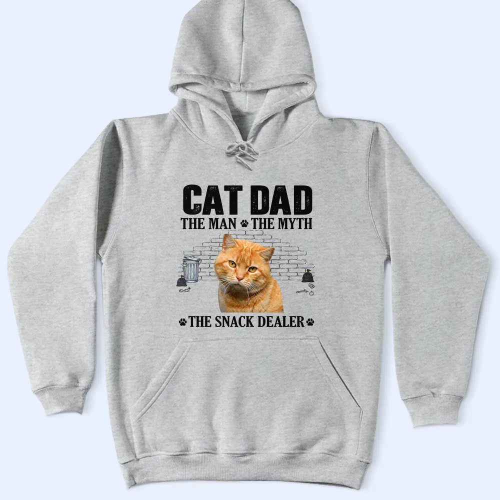 Custom Photo,Cat Dad,Pet Lovers,Gift For Father,Playful,Remove BG Photo - Custom Photo The Man The Myth The Snack Dealer - Gift For Cat Dad - Personalized T Shirt