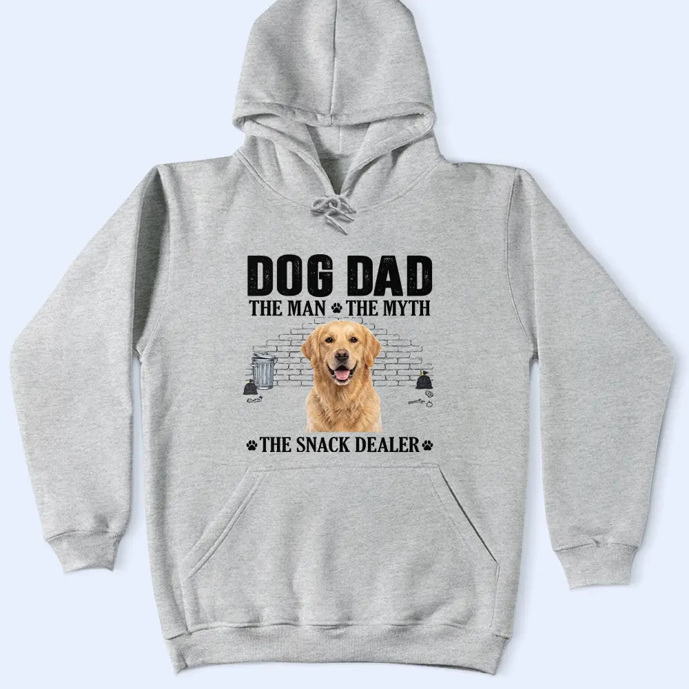 Dog Dad,Pet Lovers,Gift For Father,Custom Photo,Playful,Remove BG Photo - Custom Photo Dog Dad The Man The Myth The Snack Dealer - Personalized T Shirt