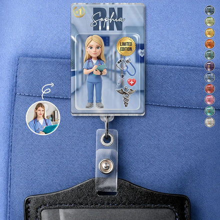Custom Photo Toybox Figure Nurse Limited Edition - Personalized Badge Reel