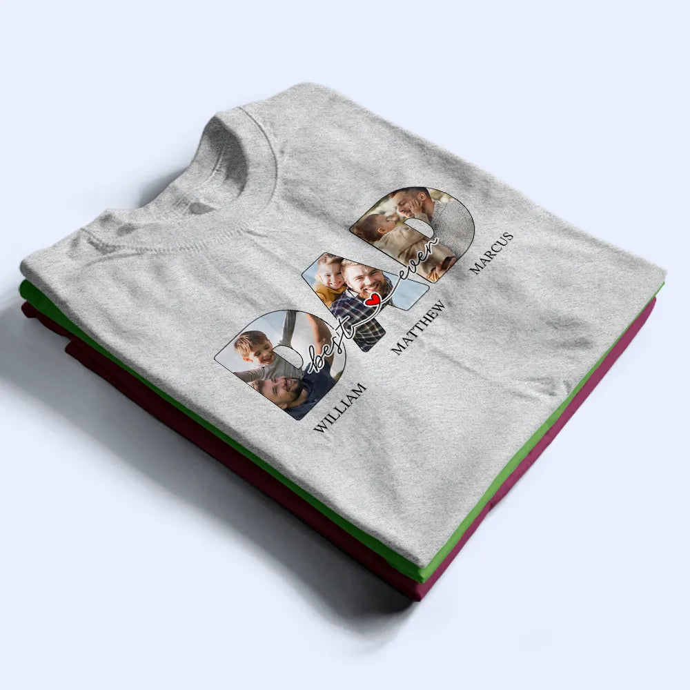 Gift For Father,Custom Photo,Proud,Upload Full Photo,Photo - Pencil Sketch - White BG - Custom Photo White Pencil Sketch Art Best Dad Papa Ever - Personalized T Shirt