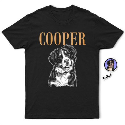 Custom Photo White Pencil Sketch Art Dog Cat Portrait - Personalized T Shirt