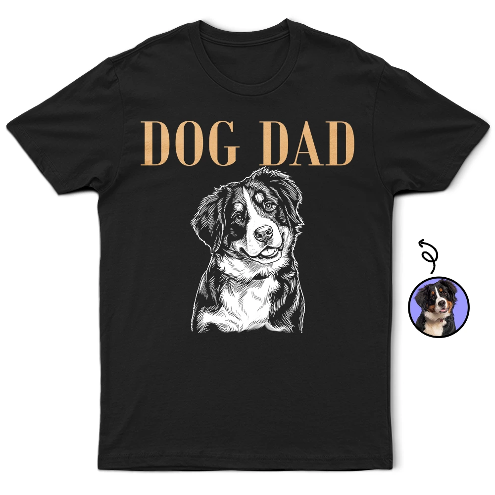 Dog Lovers,Pet Lovers,Dog Mom,Dog Dad,Cat Lovers,Cat Mom,Cat Dad,Pet Mom,Pet Dad,Non-Eng,Photo - Pencil Sketch (Dark BG),Adorable - Custom Photo White Pencil Sketch Art Pet Dad Pet Mom Lovely Portrait - Personalized T Shirt