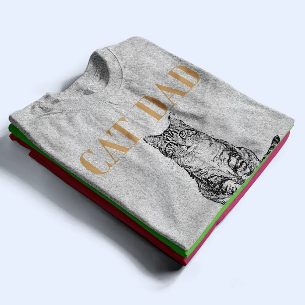 Dog Lovers,Pet Lovers,Dog Mom,Dog Dad,Cat Lovers,Cat Mom,Cat Dad,Pet Mom,Pet Dad,Non-Eng,Photo - Pencil Sketch (Dark BG),Adorable - Custom Photo White Pencil Sketch Art Pet Dad Pet Mom Lovely Portrait - Personalized T Shirt