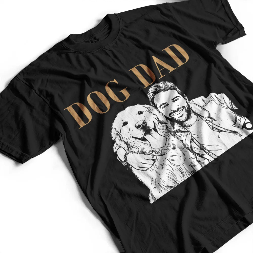 Dog Lovers,Pet Lovers,Dog Mom,Dog Dad,Cat Lovers,Cat Mom,Cat Dad,Pet Mom,Pet Dad,Non-Eng,Photo - Pencil Sketch (Dark BG),Adorable - Custom Photo White Pencil Sketch Art Pet Dad Pet Mom Lovely Portrait - Personalized T Shirt