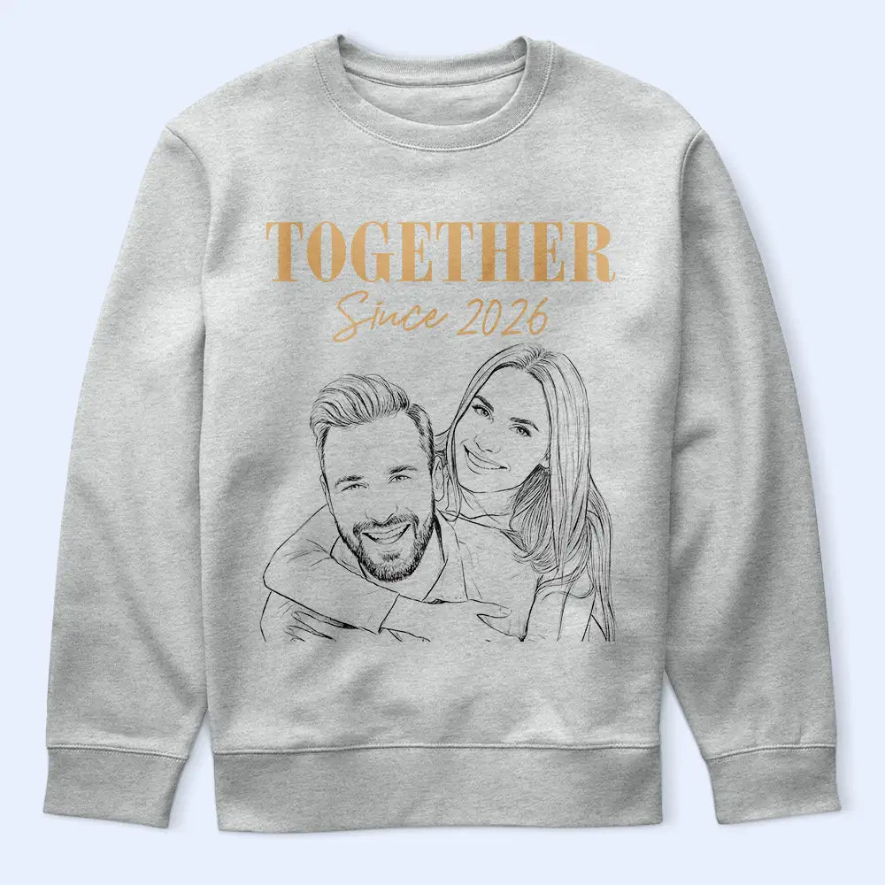 Gift For Couples,Old Couples,Gift For Husband,Gift For Wife,Gift For Boyfriend,Gift For Girlfriend,LGBT,Non-Eng,Photo - Pencil Sketch (Dark BG),Romantic - Custom Photo White Pencil Sketch Art You And Me We Got This - Personalized T Shirt