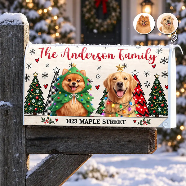 Art Design,Christmas,Pet Lovers,Photo - Christmas Accessories 3D Cartoon Pet,Happy - Custom Photo 3D Christmas Themed Pet Cute Pet Portrait Christmas Decoration - Personalized Mailbox Cover