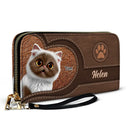 Cat Lovers - Cute Cats 3D Effect Aesthetic Pattern - Personalized Leather Long Wallet