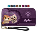 Cat Lovers - Cute Cats 3D Effect Aesthetic Pattern - Personalized Leather Long Wallet